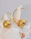 Gold and Silver Statement Orb Hoop Earrings, on on display 1