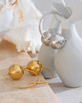 Gold and Silver Statement Orb Hoop Earrings, on on display 2