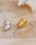 Gold and Silver Statement Orb Hoop Earrings, on on display 4