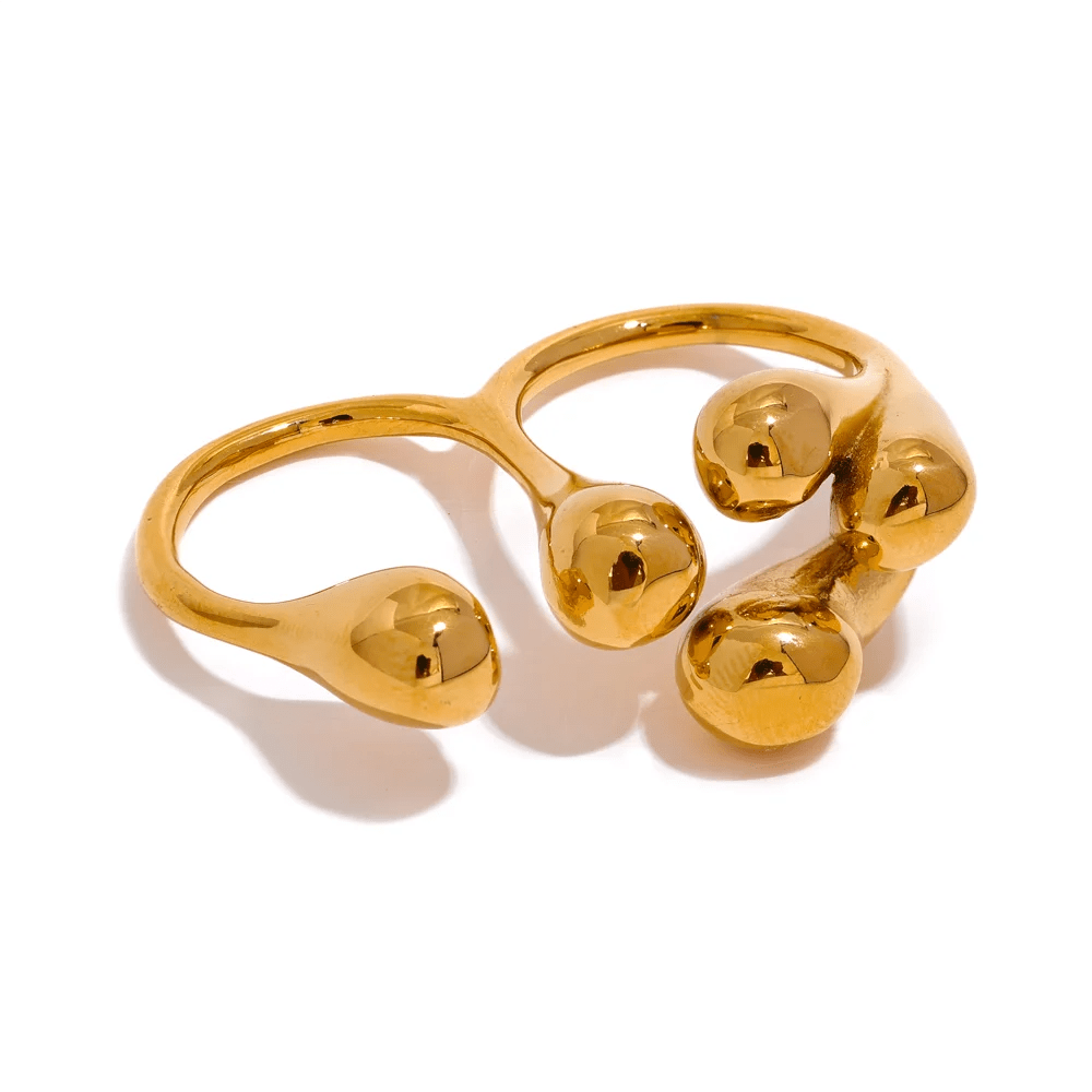 Gold Abstract Cluster Double Ring on white background