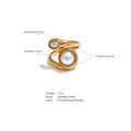 Gold Asymmetrical Bypass Pearl Ring, dimension chart