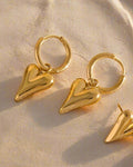 Gold Asymmetrical Heart Charm Huggies, display 4