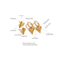 Gold Asymmetrical Heart Charm Huggies, dimension chart