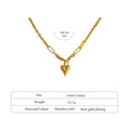 Gold Asymmetrical Heart Charm Necklace, dimension chart