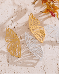 Gold and Silver Butterfly Wing Statement Earrings, on display 1