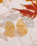 Gold and Silver Butterfly Wing Statement Earrings, on display 5