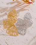 Gold and Silver Butterfly Wing Statement Earrings, on display 3