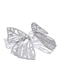 Silver Butterfly Wing Statement Earrings, on white background