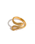 Gold Bypass Adjustable Snake Ring, on white background variant 2