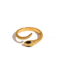 Gold Bypass Adjustable Snake Ring, on white background viariant 1