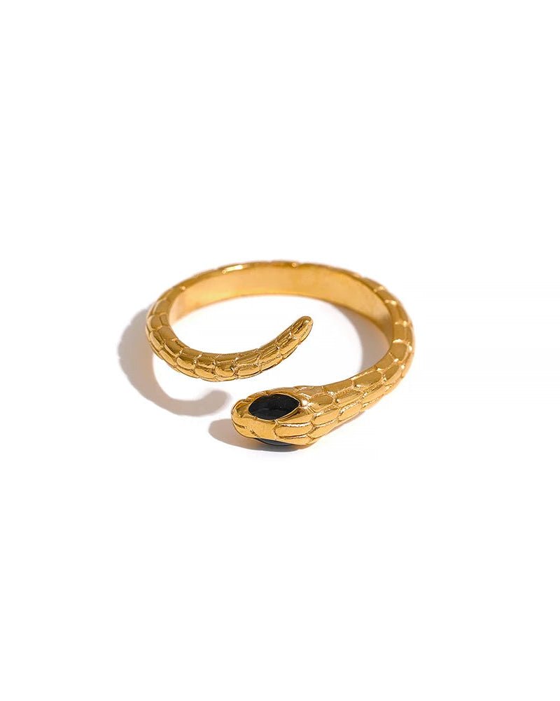 Gold Bypass Adjustable Snake Ring, on white background viariant 1