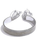 Silver Cascading Ball Chain Cuff Bracelet, on white background 2