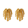 Gold Cascading Ball Chain Drop Earrings against white backdrop