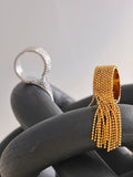 Gold and Silver Cascading Ball Chain Rings, on display 5