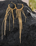 Gold Cascading Tassel Hoop Earrings, on display 2