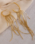 Gold Cascading Tassel Hoop Earrings, on display 1