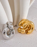 Gold and Silver Chunky Hoop Statement Earrings, on display 4