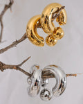 Gold and Silver Chunky Hoop Statement Earrings, on display 1