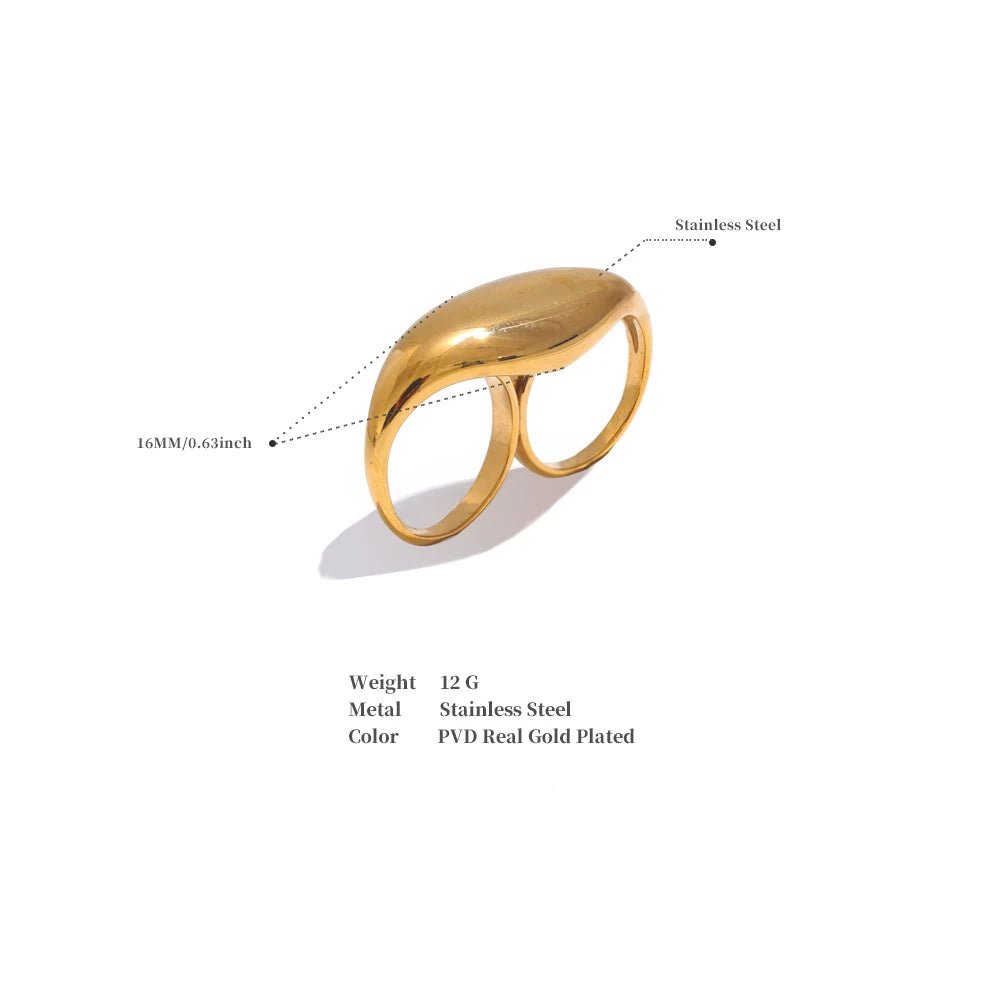 Gold Dome Statement Double Ring, dimension chart