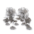 Silver Flower Motif Statement Earrings, on white background