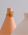 Gold Geometric Crown Silhouette Ring, on display 2