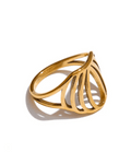 Gold Geometric Crown Silhouette Ring, on white background 2