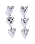 Silver Heart Charms Dangle Earrings