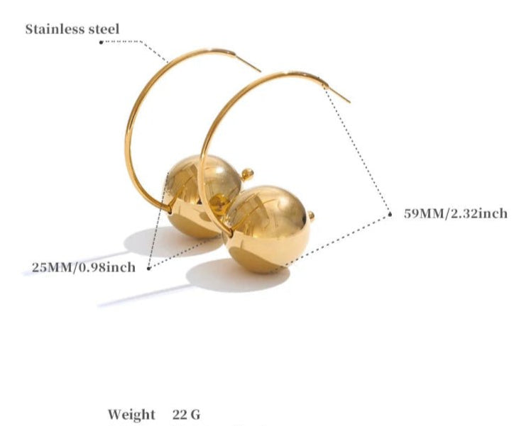 Statement Orb Hoop Earrings, dimension chart